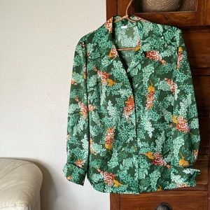 60s floral vintage dagger collar flower power retro button down tiki mod floral